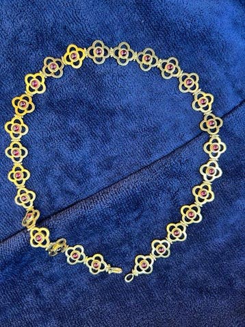 Zonder minimumprijs - Choker halsketting Zilver Granaat -