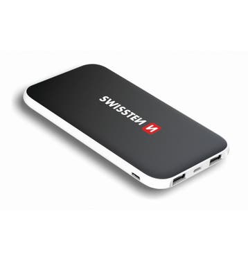 Swissten - Black Core Slim Powerbank - 10.000 mAh - Zwart, Verzenden, Nieuw