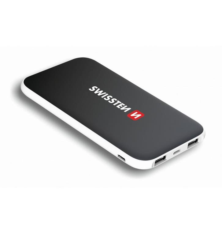 Swissten - Black Core Slim Powerbank - 10.000 mAh - Zwart, Telecommunicatie, Powerbanks, Nieuw, Verzenden