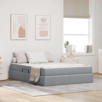 vidaXL Opbergbed met matras Lichtgrijs 140 x 200 cm, Verzenden, Nieuw