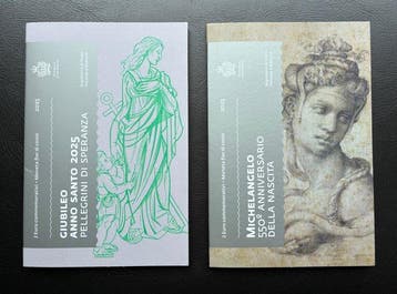 San Marino. 2 Euro 2025 Giubileo + Michelangelo (2, Postzegels en Munten