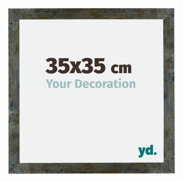Fotolijst 35x35 cm - Blauw Goud Gemeleerd - MDF - Mura, Verzenden, Nieuw