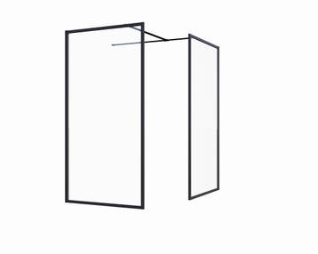 Douchewand 2 zijwanden Enzo Helder glas Mat Zwart, Verzenden, Nieuw