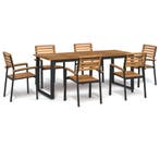 vidaXL 7-delige Tuinset massief acaciahout en metaal, Tuin en Terras, Tuinsets en Loungesets, 6 zitplaatsen, Nieuw, Tuinset, Verzenden