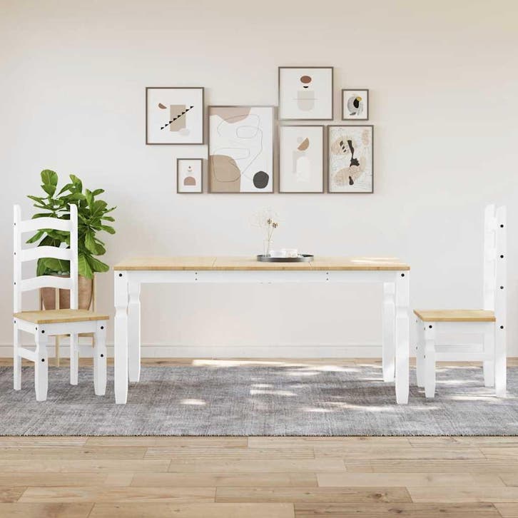 vidaXL 3-delige Eethoek PANAMA massief grenenhout wit, Huis en Inrichting, Complete eetkamers, Nieuw, Verzenden