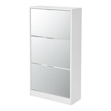 [en.casa] Schoenenkast Kragerø met spiegels 115x60x24 cm wit, Verzenden, Nieuw