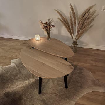 Eiken kiezelvorm salontafels, Verzenden, Nieuw