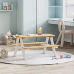 vidaXL Kindertafel met banken IRUN 90x79,5x50cm massief hout, Verzenden, Nieuw, Grenenhout, 50 tot 100 cm