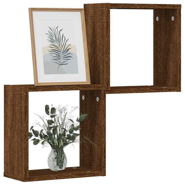 vidaXL Wandrekken kubus 2 st 30x15x30 cm gerookt bruin eiken, Huis en Inrichting, Woonaccessoires | Wandplanken en Boekenplanken