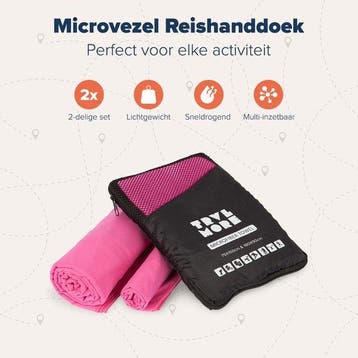 2dekans | TRVLMORE Microvezel Reishanddoek Set - 2 Stuks -, Ophalen of Verzenden, Zo goed als nieuw, Roze