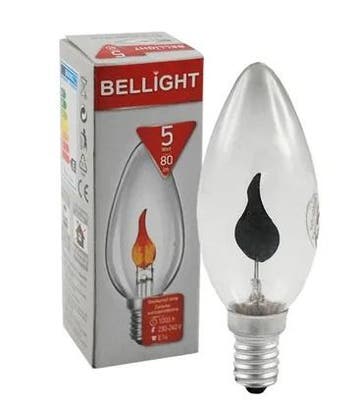 Bellight gloeilamp Kaarslamp E14 5W flickervlam, Ophalen of Verzenden, Nieuw