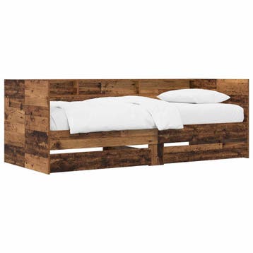 vidaXL Bedframe met opslag Oud hout 80 x 200 cm Bewerkt hout, Huis en Inrichting, Verzenden, Nieuw, Bruin, Hout