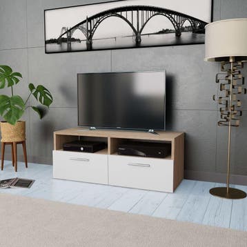 Dressoir 95cm - eiken/wit | retourdeal 75% korting, Kunststof, Gebruikt, Minder dan 100 cm, Modern