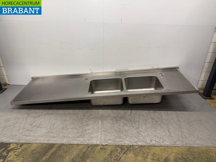 RVS Spoelblad met Dubbele Spoelbak 300 x 84 cm Horeca, Zakelijke goederen, Horeca | Keukenapparatuur, Gebruikt, Ophalen of Verzenden