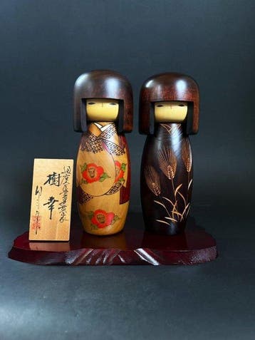 Vintage Japanse creatieve Kokeshi-poppen Juko - Hout -