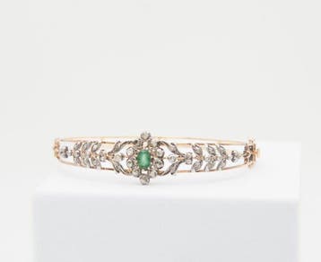 Armband - 18 karaat Roségoud, Zilver Smaragd - Diamant, Sieraden, Tassen en Uiterlijk, Armbanden, Nieuw