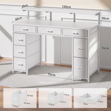 Bureau - Computertafel - Computerbureau - 120x50x74 cm - Wit, Verzenden, Zo goed als nieuw