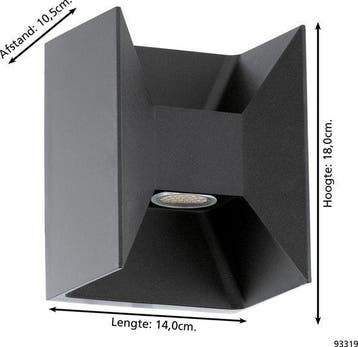 EGLO Morino Wandlamp Buiten - LED - 18 cm - Antraciet, Verzenden, Nieuw