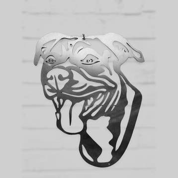 Tuindecoratie de pitbull |  42.3 cm x 30.4 cm, Verzenden, Nieuw