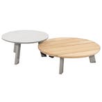 Emma set loungetafels 65 cm rond en 80 cm rond ceramic teak, Ophalen of Verzenden, Nieuw, Aluminium