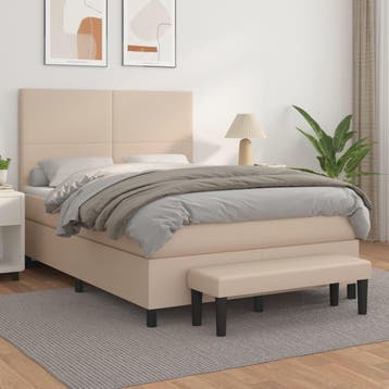 vidaXL Boxspring met matras kunstleer cappuccinokleurig, Overige materialen, Bruin, Verzenden, Nieuw