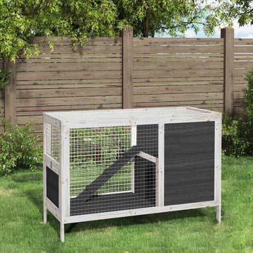 vidaXL Konijnenhok 103x44x69,5 cm massief grenenhout grijs, Verzenden, Nieuw