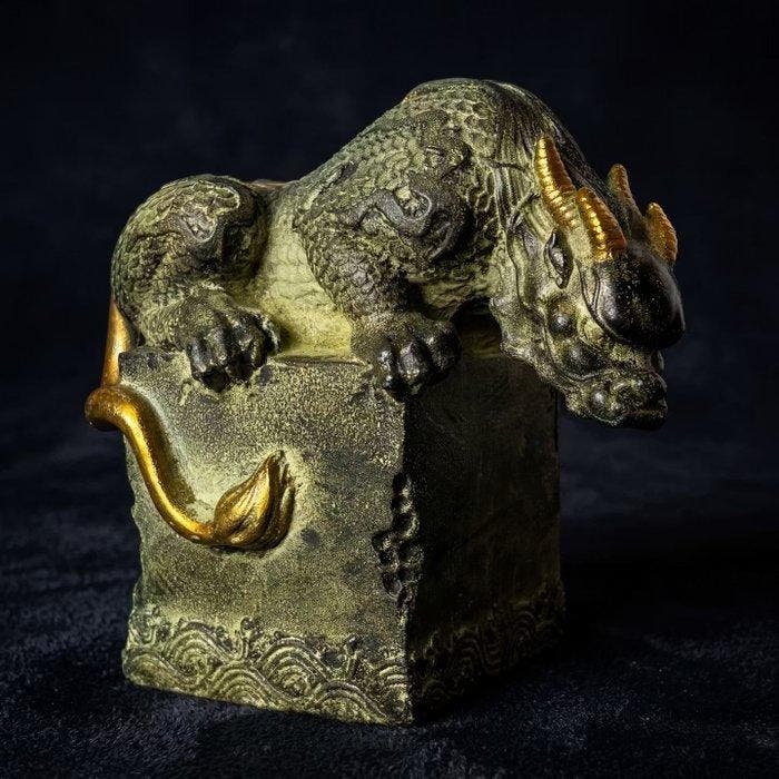 Beeld, Draak / Mythisch wezen - 14.5 cm - Brons, Antiek en Kunst, Kunst | Designobjecten