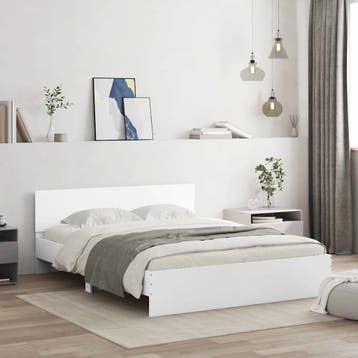 vidaXL Bedframe met hoofdeinde wit 150x200 cm, Verzenden, Wit, Overige maten, 200 cm