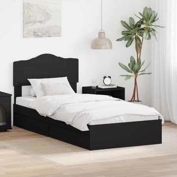 vidaXL Opslag bed met lade met opslag Zwart 70 x 190 cm, Verzenden, Nieuw, Zwart, Hout