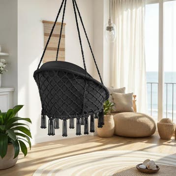 Hangstoel Samira - zwart, Verzenden, Nieuw
