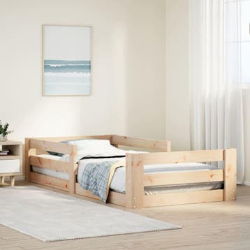 vidaXL Bedframe zonder matras massief grenenhout 70x140 cm, Eenpersoons, Bruin, Verzenden, Nieuw