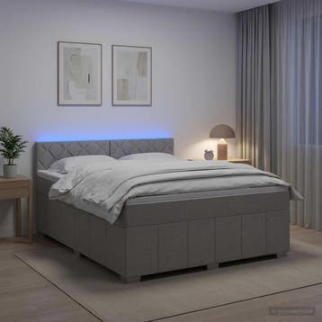vidaXL Boxspringbed met matras Lichtgrijs 180 x 200 cm Stof, Verzenden, Nieuw, Tweepersoons