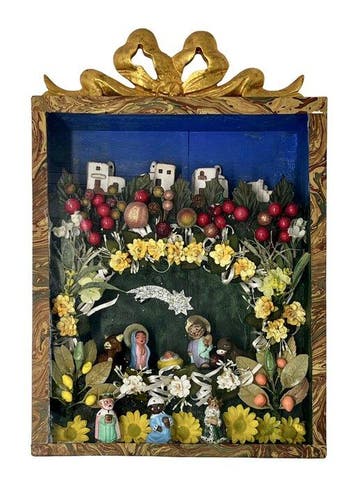 Kerststal - Aardewerk, Glas - Kerststal met populaire, Antiek en Kunst