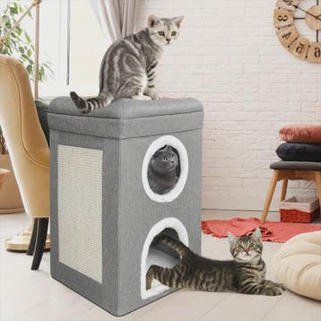 2-Laags Kattenhuis met Krabpaal en Hangend Speeltje - Comfor, Dieren en Toebehoren, Katten-accessoires, Verzenden, Nieuw