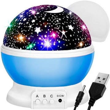 LED nachtlamp - Met projector - Blauw, Ophalen of Verzenden, Nieuw
