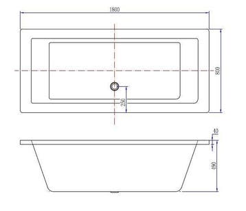 Wiesbaden Santino SQ inbouw ligbad 180*80*49 cm wit DUO, Ophalen of Verzenden, Nieuw
