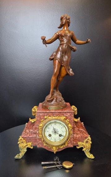 Pendule - Zinklegering - 1900-1910, Antiek en Kunst, Antiek | Klokken