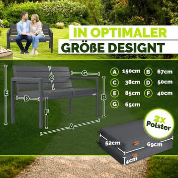 Tuinbank - Weerbestendig - 3-4 personen - 150 cm - Antraciet, Tuin en Terras, Verzenden, Zo goed als nieuw