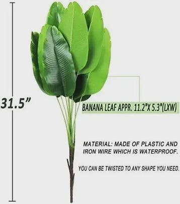 Artificial Plant Fake Banana Tree Leaves with Stems Greenery, Huis en Inrichting, Verzenden