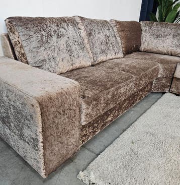 Hoekbank Velvet Champagne Taupe Hotel Chique Kuster Style, Ophalen of Verzenden, Nieuw