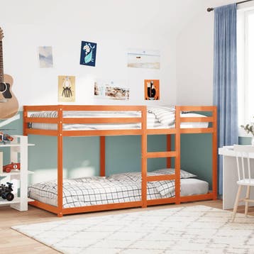 vidaXL Stapelbed massief grenenhout wasbruin 90x200 cm, 90 cm, Eenpersoons, Verzenden, Nieuw