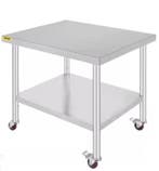 Roestvrijstalen Keukentafel met Wielen &amp; Legplank, Verzenden, Nieuw