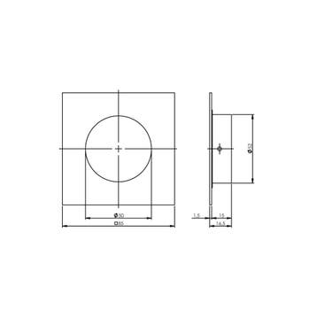 Intersteel Schuifdeurkom vierkant ø52/85mm - RVS, Doe-het-zelf en Verbouw, Hang- en Sluitwerk, Verzenden, Nieuw