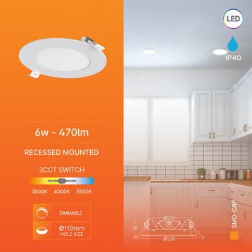 LED Downlight Inbouwspot Dimbaar 6 Stuks - Brinton Thin - 6W, Kunststof, Nieuw, Overige fittingen, Ophalen of Verzenden