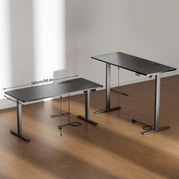 HLDIRECT Elektrisch staand bureau met stopcontacten, 140x60c, Verzenden, Zo goed als nieuw