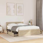 vidaXL Bedframe met hoofdeinde 2 pcs Sonoma 137 x 188 cm, Verzenden, Nieuw, Bruin, Hout
