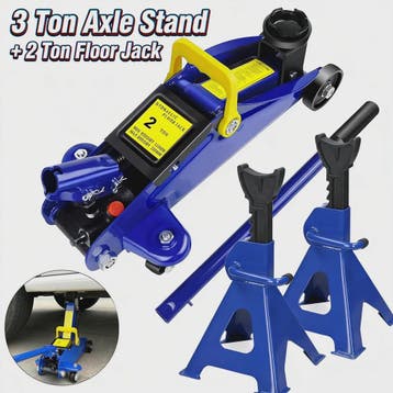Robuuste Autokrik Set: 2 Ton Hydraulische Trolleykrik met 3