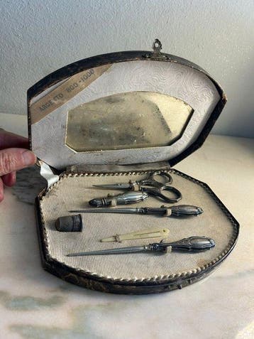 Bestekset (4) - .800 zilver - Messenset met zilveren