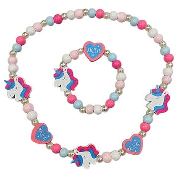 Fako Bijoux - Kinderketting en Armband - Hout - Eenhoorn &, Verzenden, Nieuw