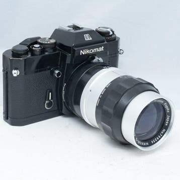 Nikon Nikomat EL + Nikkor-Q Auto 135mm F3.5 Analoge camera, Nieuw